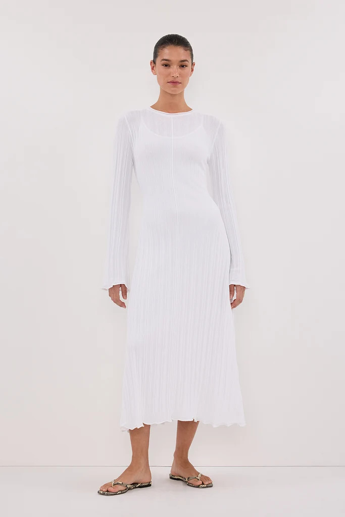 SYLVIA OFF WHITE KNIT MIDI DRESS | DISSH