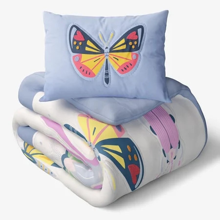 Mainstays Kids Textured Butterfly Comforter Set, Twin, 2 Pieces | Walmart (US)