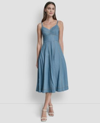 DKNY Women's Sleeveless Sweetheart Neck Midi Dress - Macy's | Macy's