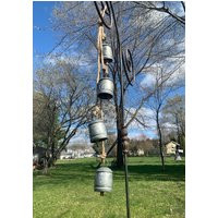 Rustic Metal Bells On Rope, Zen Harmony Bells, Bell, Hanging, Farmhouse Cow Bell Style Decor. Wind C | Etsy (US)