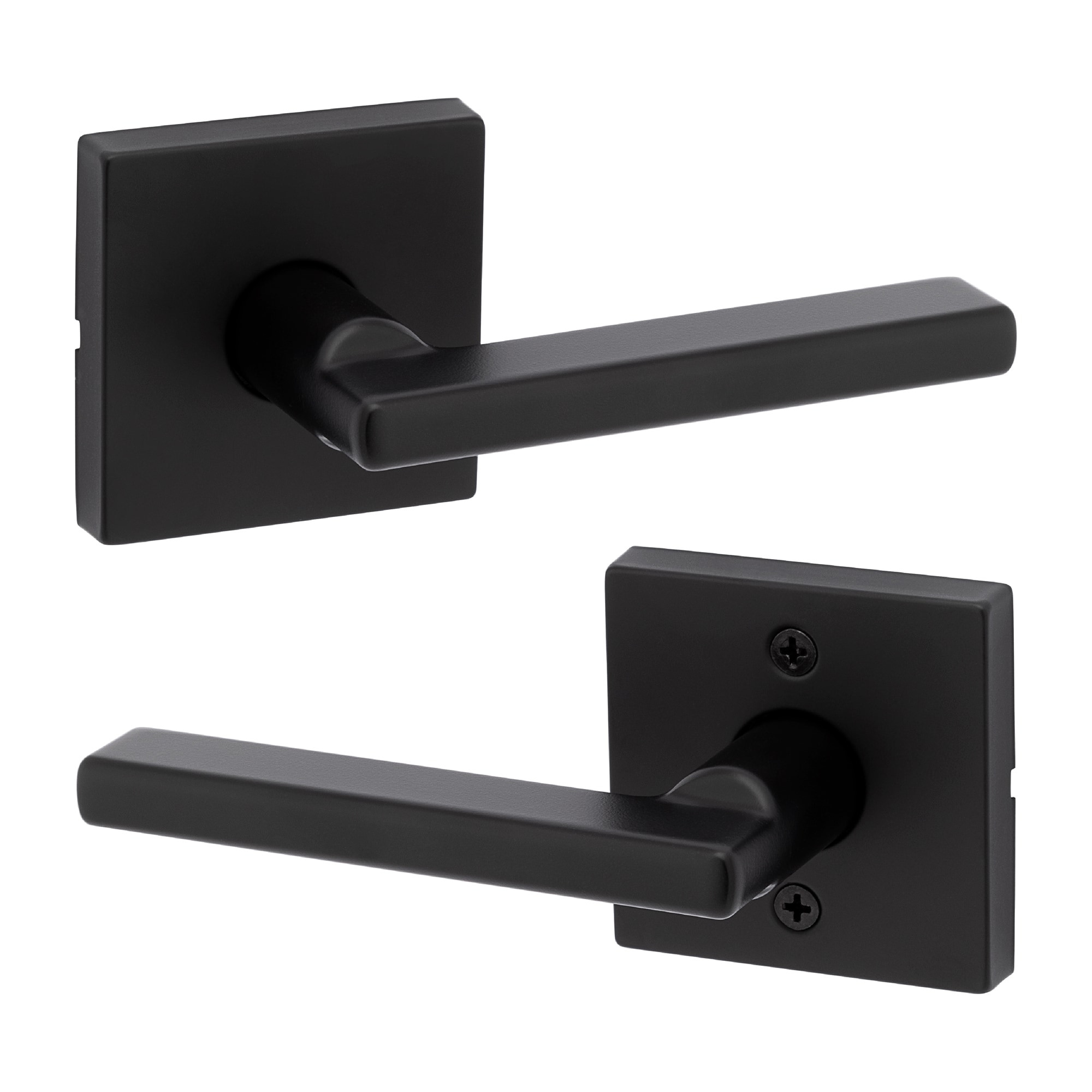 Kwikset Signature Series Halifax Square Matte Black Interior or Hall/Closet Passage Door Handle | 720HFL SQT 514 CP | Lowe's