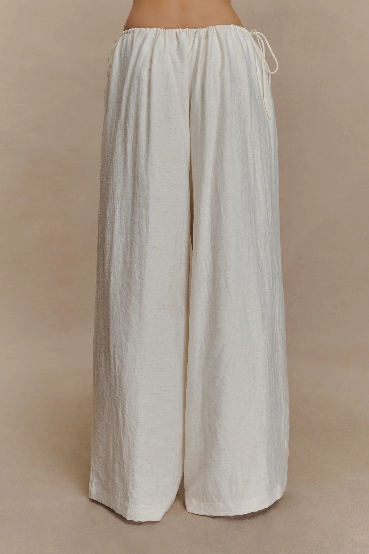 Callum Drawstring Straight Leg Pants - White | Meshki UK