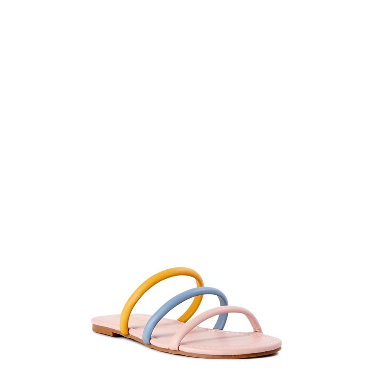 Melrose Ave Women's Faux Leather Three Strap Sandals - Walmart.com | Walmart (US)