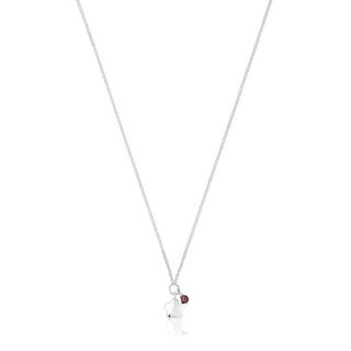 Silver Bold Motif Necklace with a rhodolite flower | TOUS USA