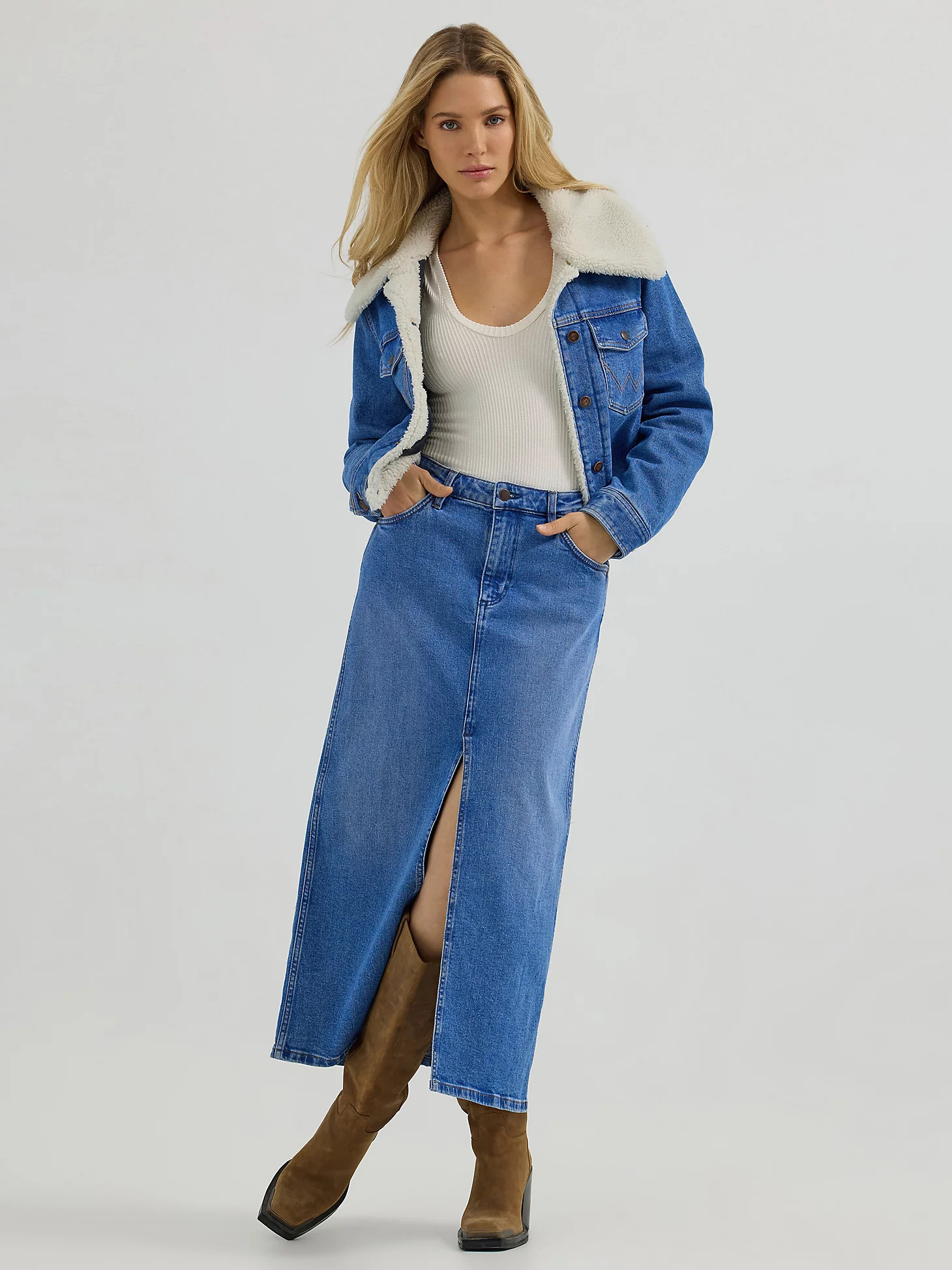 Women's Denim Midi Skirt in Once Loved | Wrangler