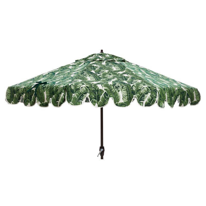 Phoebe Scallop-Edge Patio Umbrella, Palm Leaf | One Kings Lane
