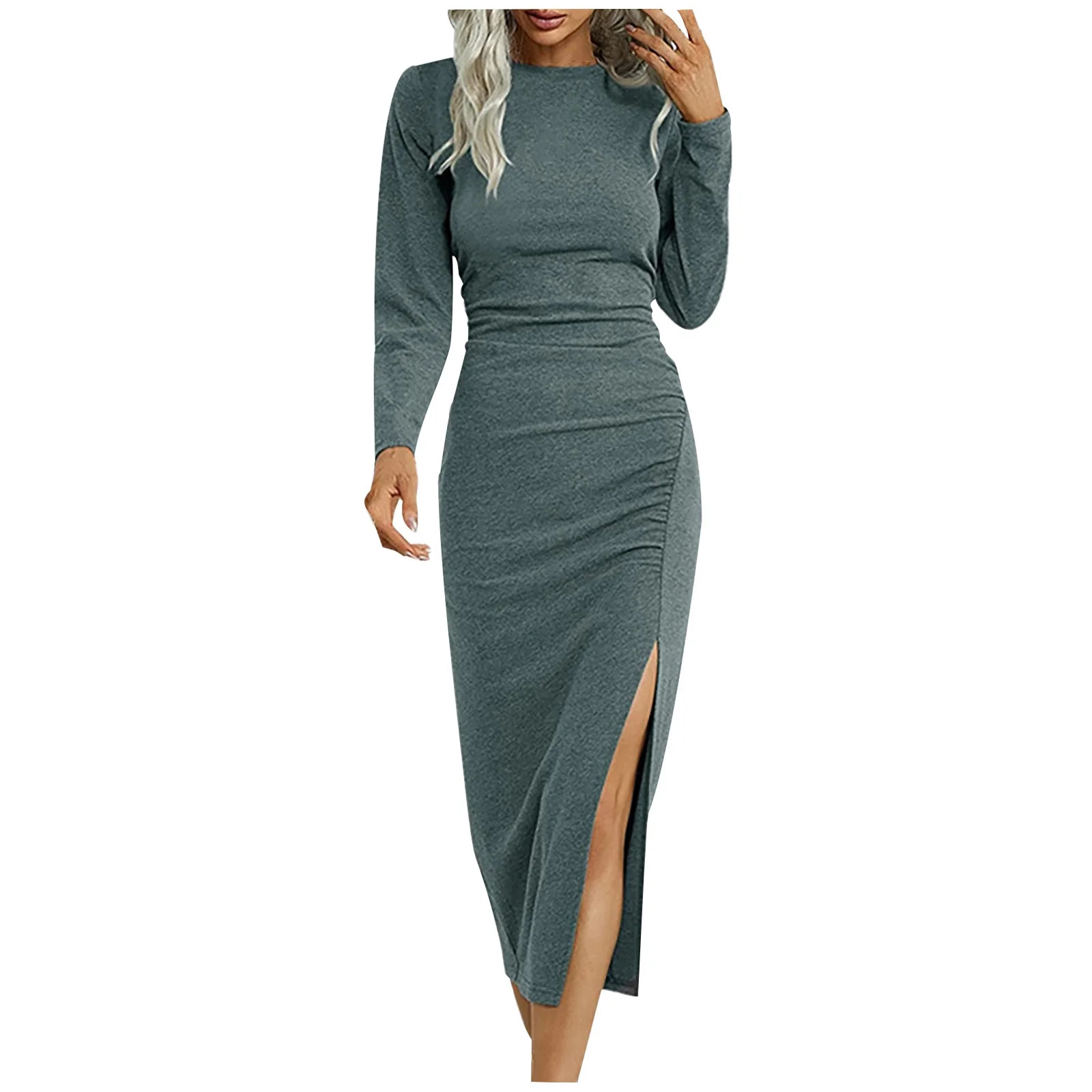 Samickarr Fall Dresses For Women Wrap Dress For Women Wedding Guest Long Sleeve Women's Casual Lo... | Walmart (US)