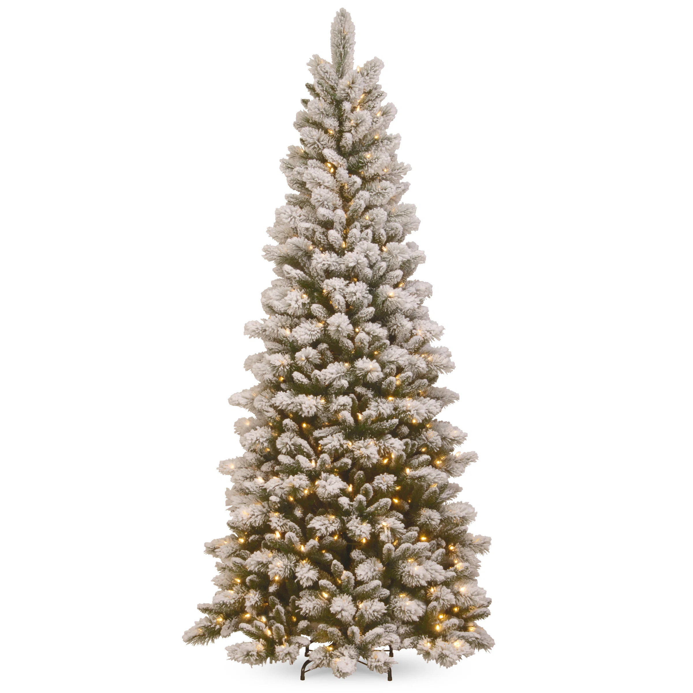 Snowy Westwood Slim 90" Green Pine Artificial Christmas Tree with 500 Clear Lights with Stand | Perigold