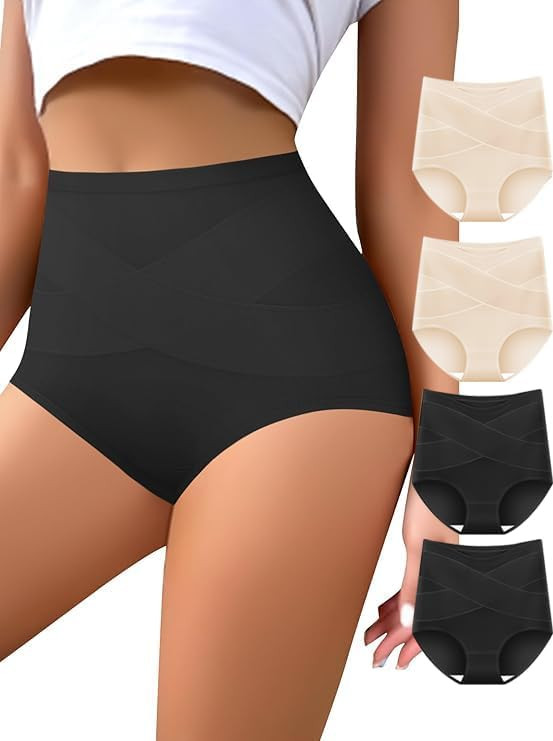 Women's High Waisted Underwear Slightly Tummy Control Cotton Panties Full Coverage Postpartum Bri... | Amazon (US)