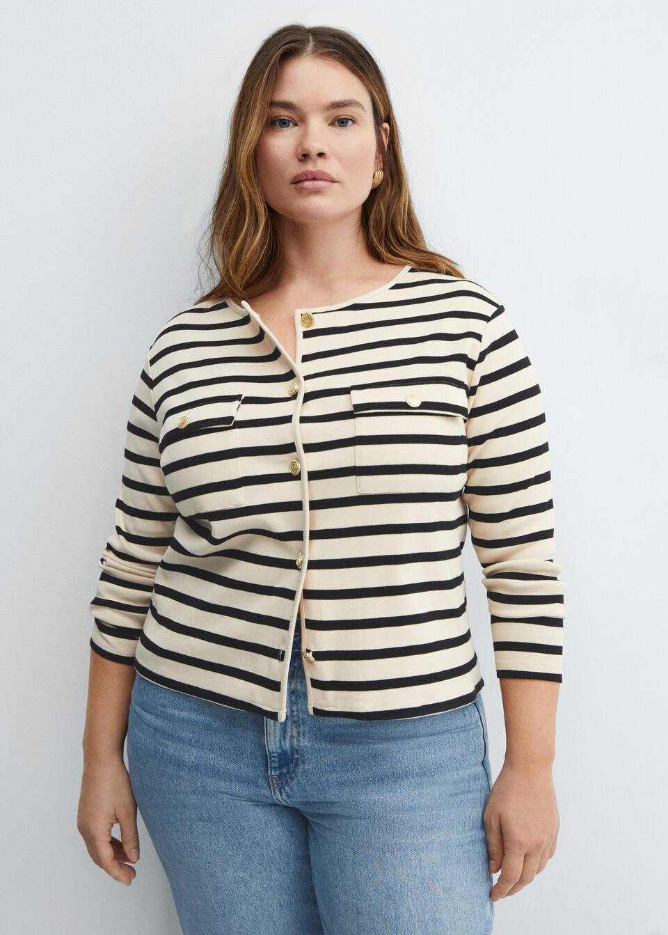 Striped cardigan with buttons -  Women | Mango United Kingdom | MANGO (UK)