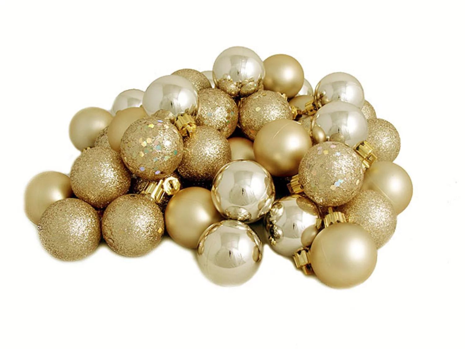 24ct Champagne Gold Shatterproof 4-Finish Christmas Ball Ornaments 2.5" (60mm) - Walmart.com | Walmart (US)