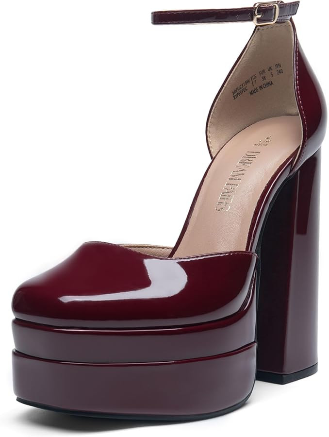 DREAM PAIRS Women’s High Chunky Platform Closed Toe Block Heels Square Toe Ankle Strap Dress We... | Amazon (US)