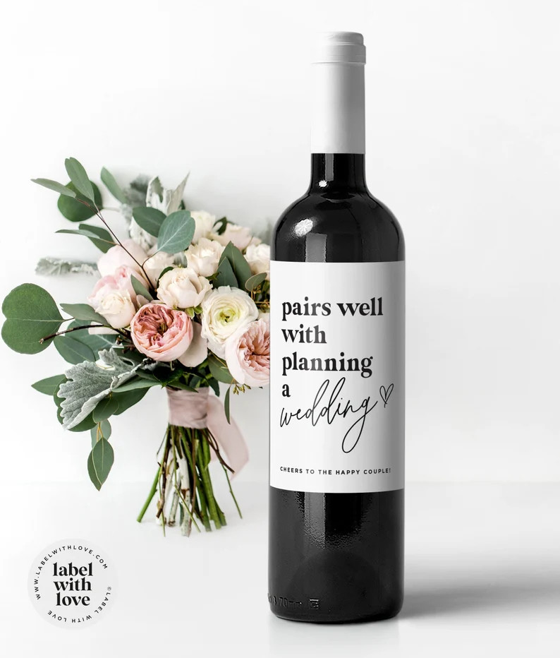 Pairs Well With Planning a Wedding  Engagement Wine Bottle - Etsy | Etsy (US)