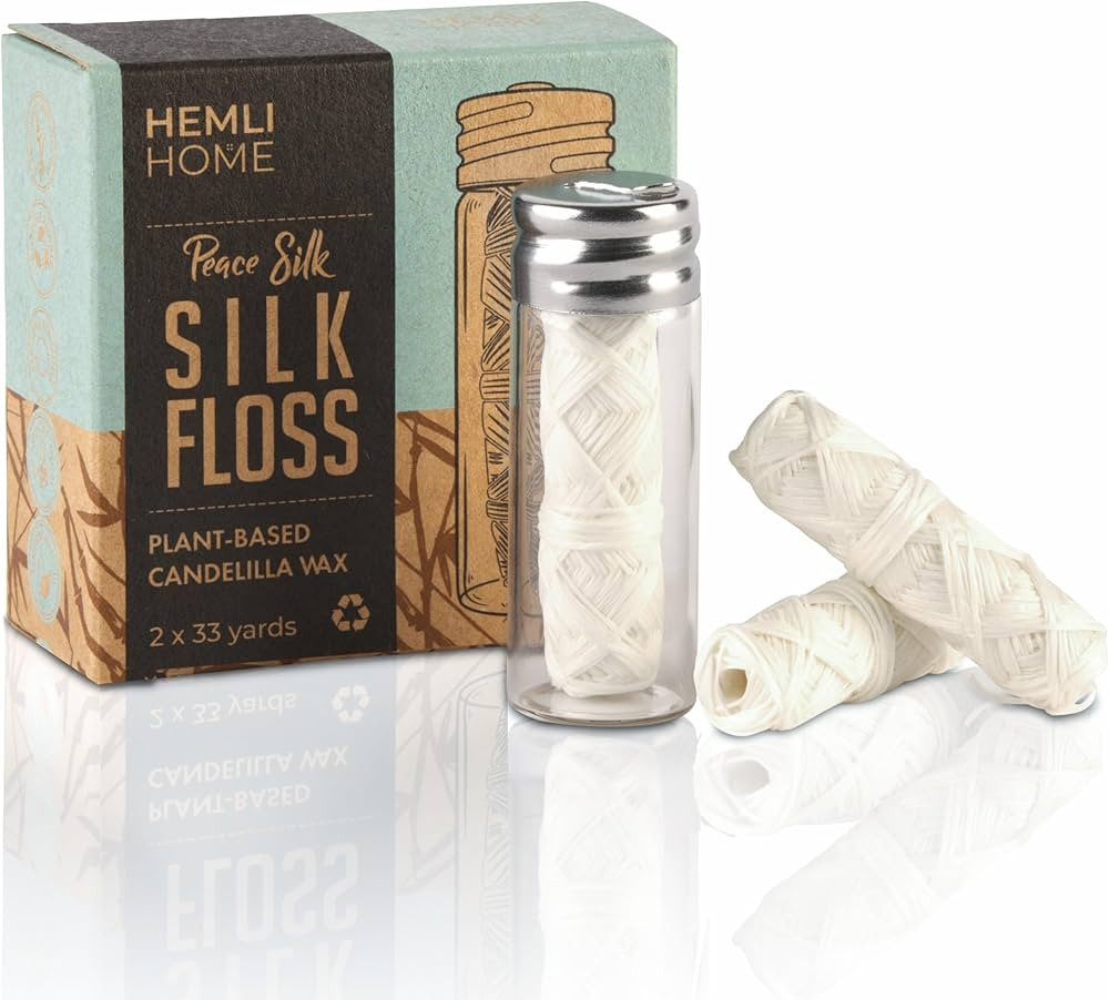 Biodegradable Silk Dental Floss with Refillable Glass Container, Compostable 3-Pack, Natural Silk... | Amazon (CA)