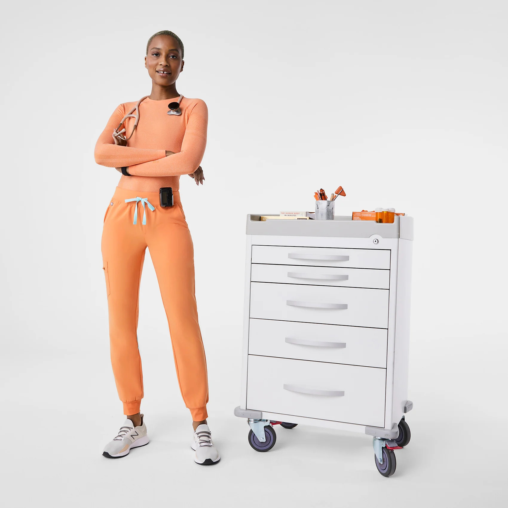 Women's Salta Seamless Longsleeve Underscrub - Shaka Orange · FIGS | FIGS