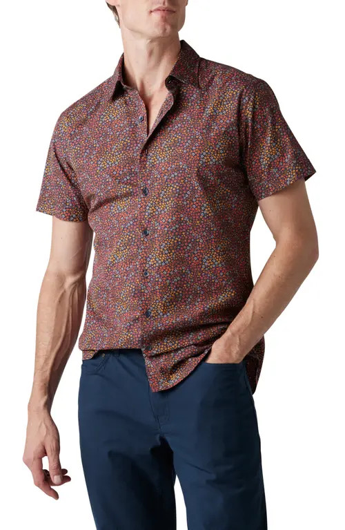 Rodd & Gunn Men's Holt Glacier Floral Print Short Sleeve Button-Up Shirt in Coral at Nordstrom, Size | Nordstrom