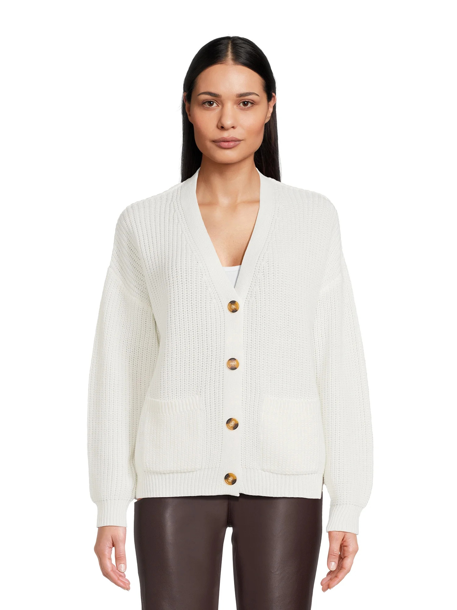 Time and Tru Women's Midweight Boyfriend Cardigan - Walmart.com | Walmart (US)