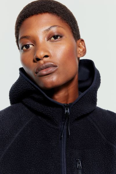 Teddy Fleece Sports Jacket - Black - Ladies | H&M US | H&M (US + CA)