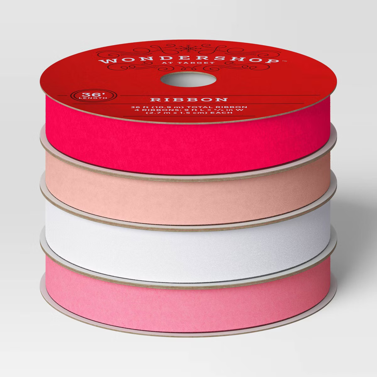 4 pk Christmas Velvet Ribbon Pink/White Luxe - Wondershop™ | Target