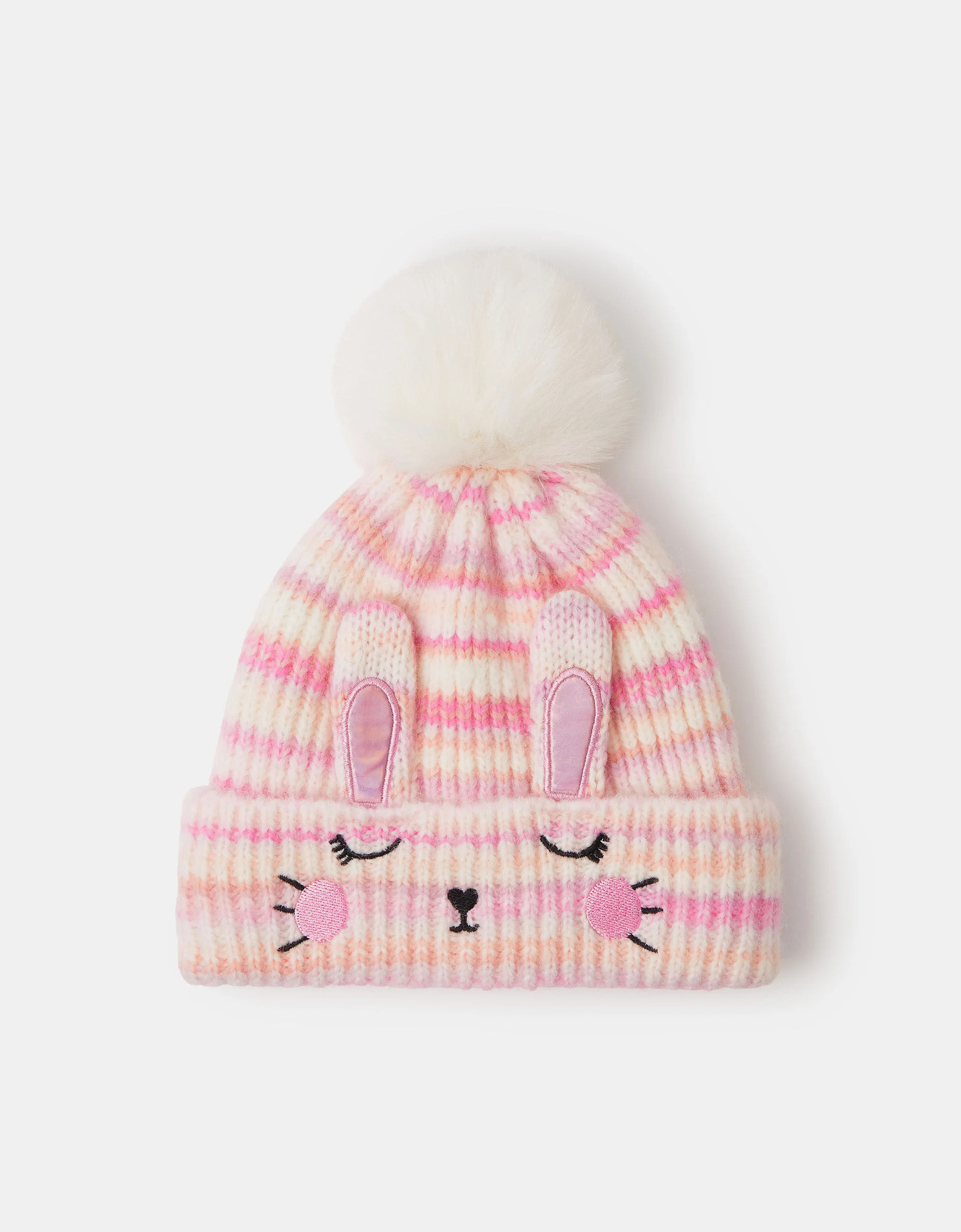 Girls Bunny Stripe Bobble Hat Multi | Accessorize (Global)
