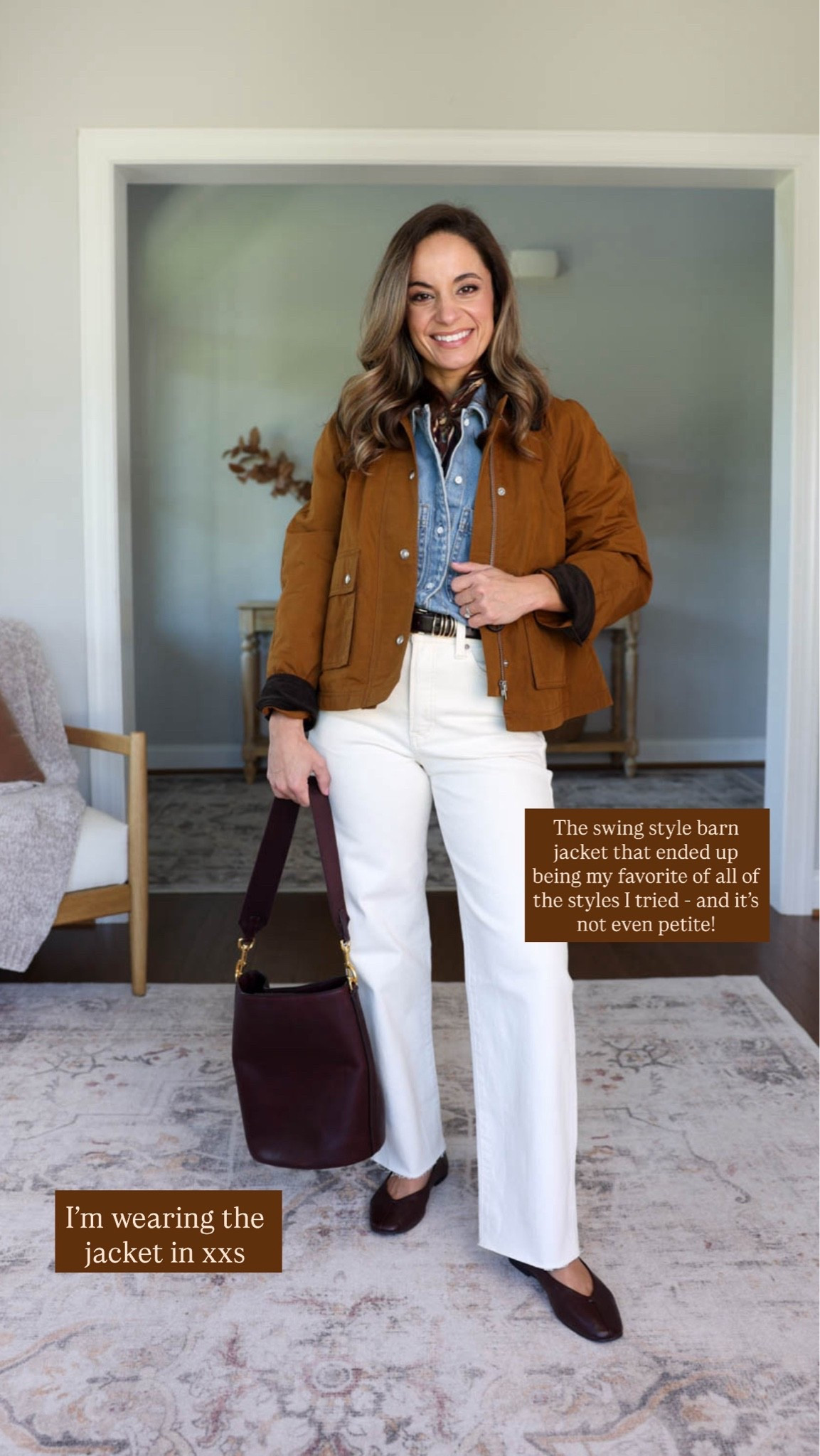 Capsule pieces I would snag from Madewell while they’re 25% off  

Denim Top (Target): small (sized up) 
Orange Top (Madewell): xxs 
Ecru Jeans (Madewell): 24 / 10 7/8” rise / 27” inseam (they also come in petite with a 10 3/8” rise / 25” inseam) 
Field Jacket (Madewell): xxs 

Included shoes are all true to size 

For size comparison, I’m 4’10” 105lbs. My measurements are 32”, 24”, 36”. I typically wear petite xxs/00/24 and have a 25” ankle inseam and a 27.5-28” full length inseam.

#LTKPetite