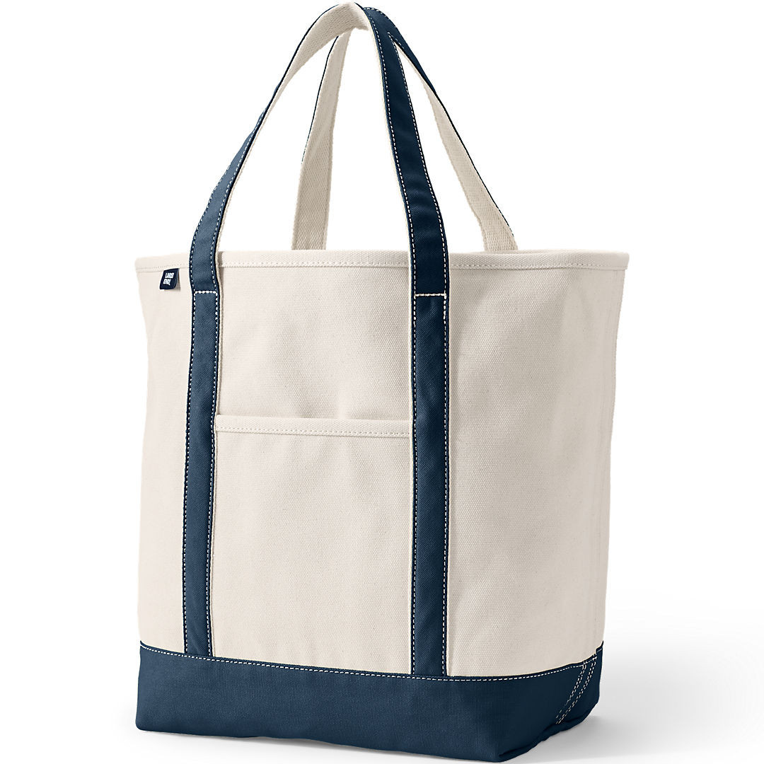 Large Natural 5 Pocket Open Top Canvas Tote Bag | Lands' End (US)