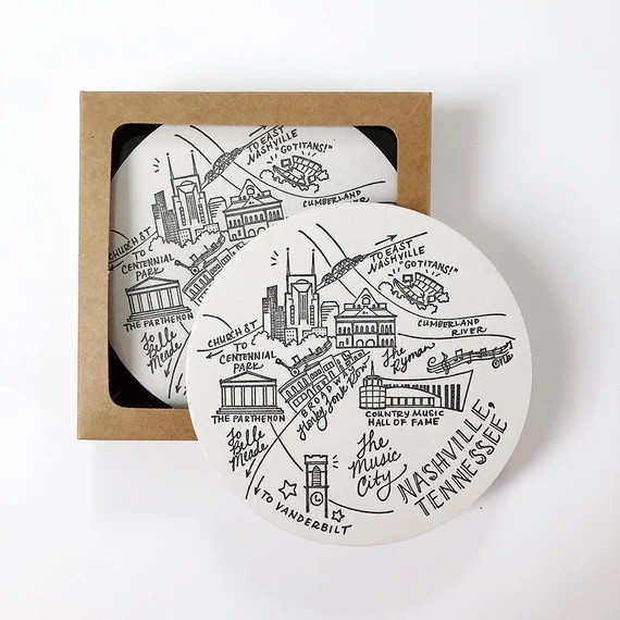 Letterpress Nashville Tennessee Map Coasters | Etsy | Etsy (US)