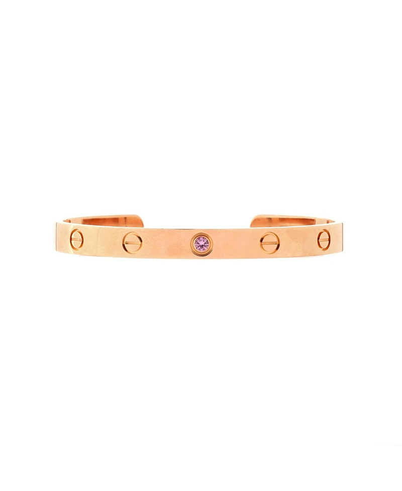 Pre-Owned Cartier Love Cuff Bracelet 18K Rose Gold with Pink Sapphire | Bloomingdale's (US)