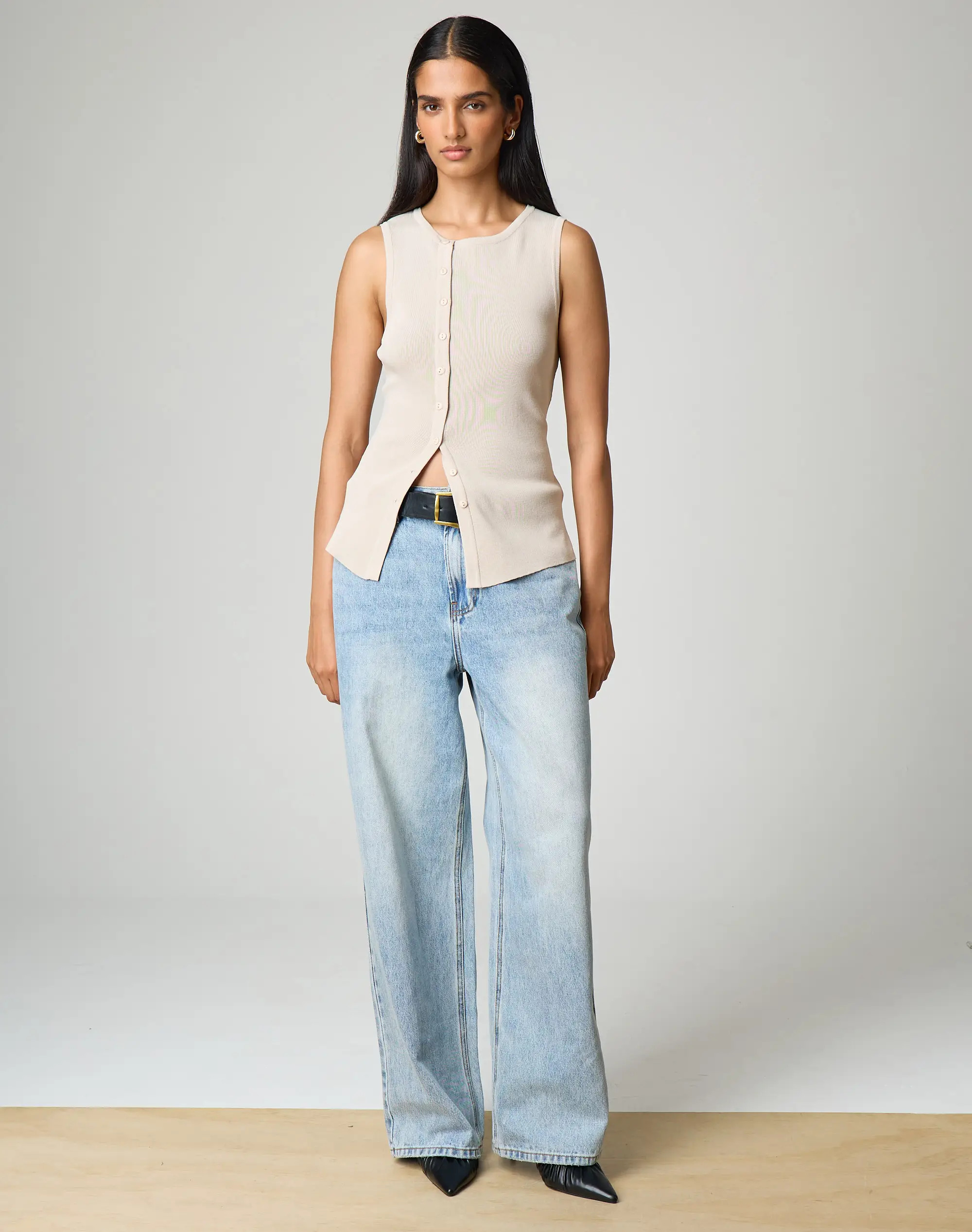 Asymmetrical Button Up Knit Top | Glassons (Australia)