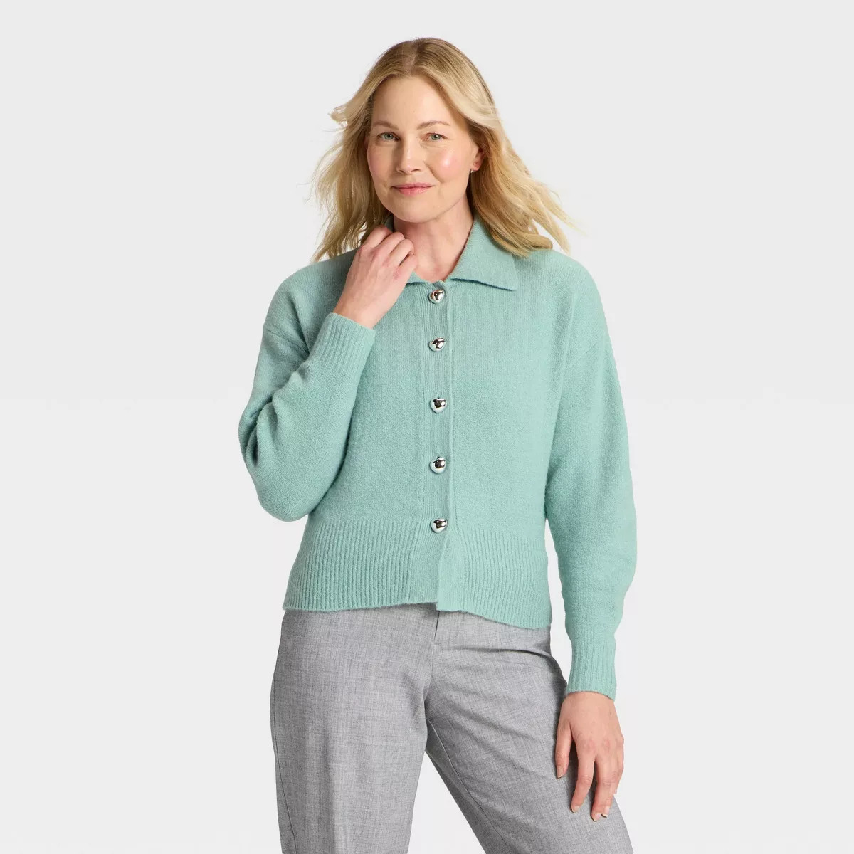 Women's Long Sleeve Heart Button Cardigan Sweater - A New Day™ | Target