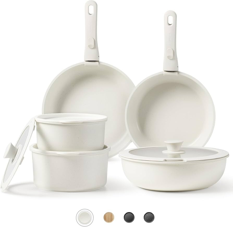 CAROTE Pots and Pans Set Non Stick, Cookware Sets, 11pcs Kitchen Set, Oven/Fridge Safe, Space Sav... | Amazon (US)