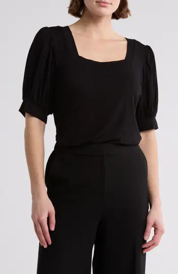 T Tahari Square Neck Banded Top in Black at Nordstrom Rack, Size X-Small | Nordstrom Rack