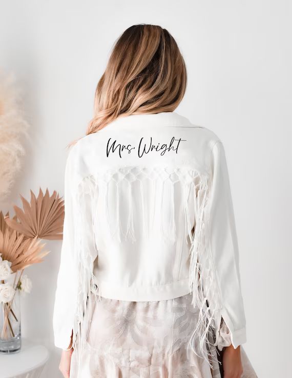 Personalized Fringe Jacket Bride Denim Jacket With Tassel - Etsy | Etsy (US)
