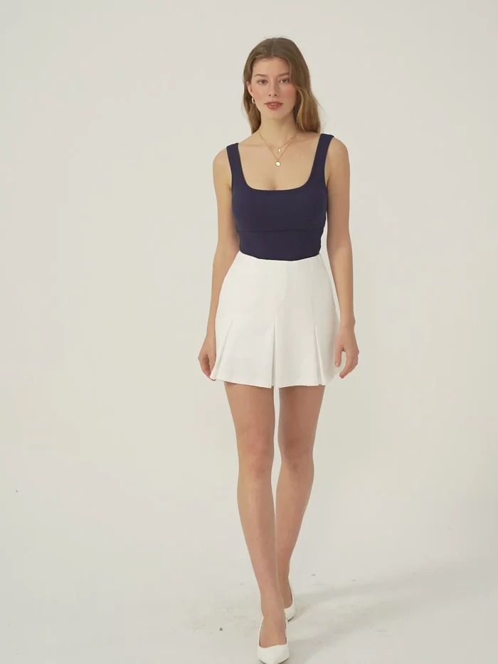 Pleated Mini Skort - White | OGL