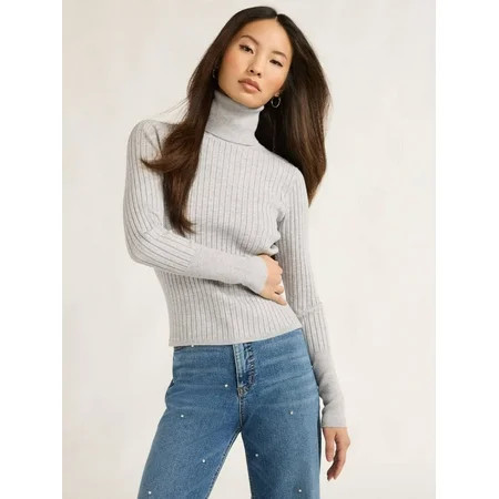 Scoop Women’s Ribbed Turtleneck Sweater, Lightweight, Sizes XS-XXL | Walmart (US)