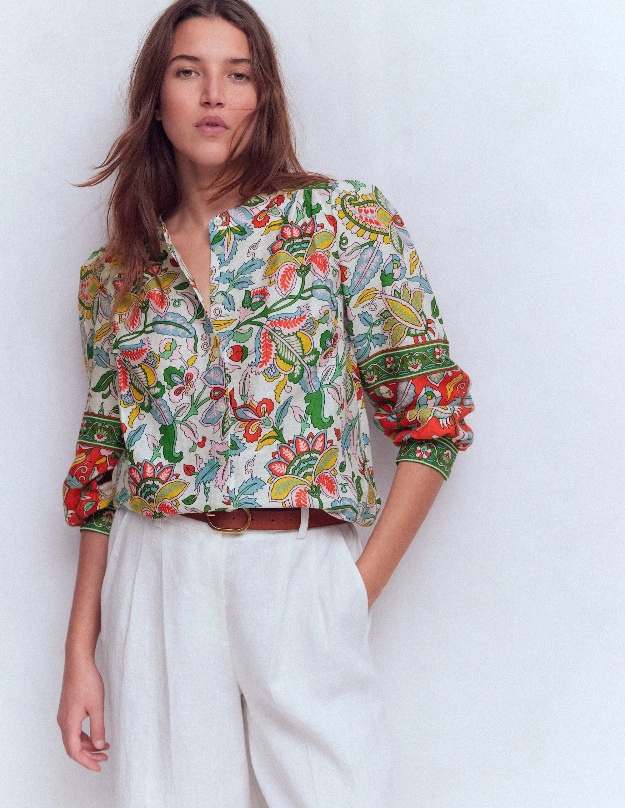 Alicia Linen Top-Multi, Botanical Trail | Boden UK