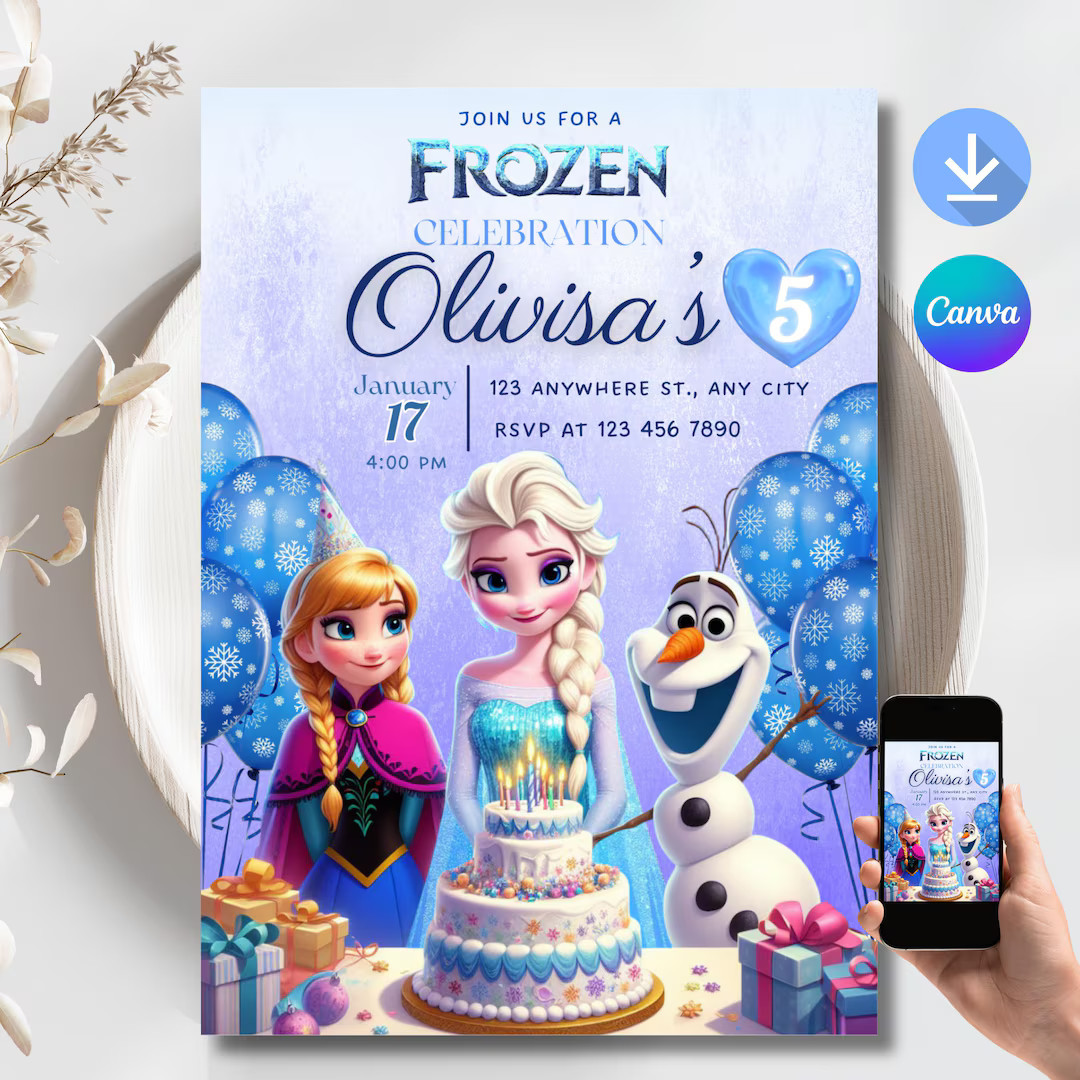 Frozen Birthday Invitation Editable Frozen Party Elsa Invitation Winter Snow Birthday Printable E... | Etsy (US)