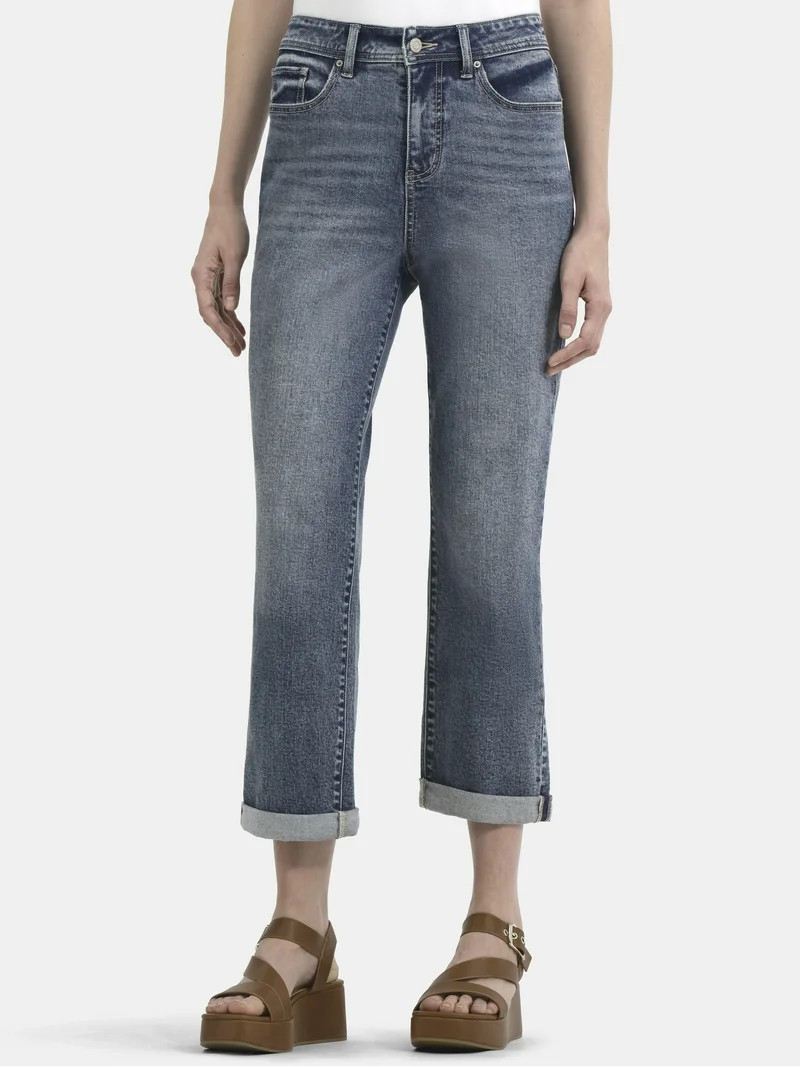 Time and Tru Women's and Women’s Plus High Rise Relaxed Boyfriend Jeans, Sizes 0-28W | Walmart (US)
