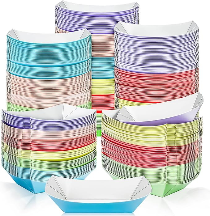 MotBach 180 Pack Colorful 1/2Lb Paper Food Boat Trays Disposable Small Paper Boats Plates Contain... | Amazon (US)