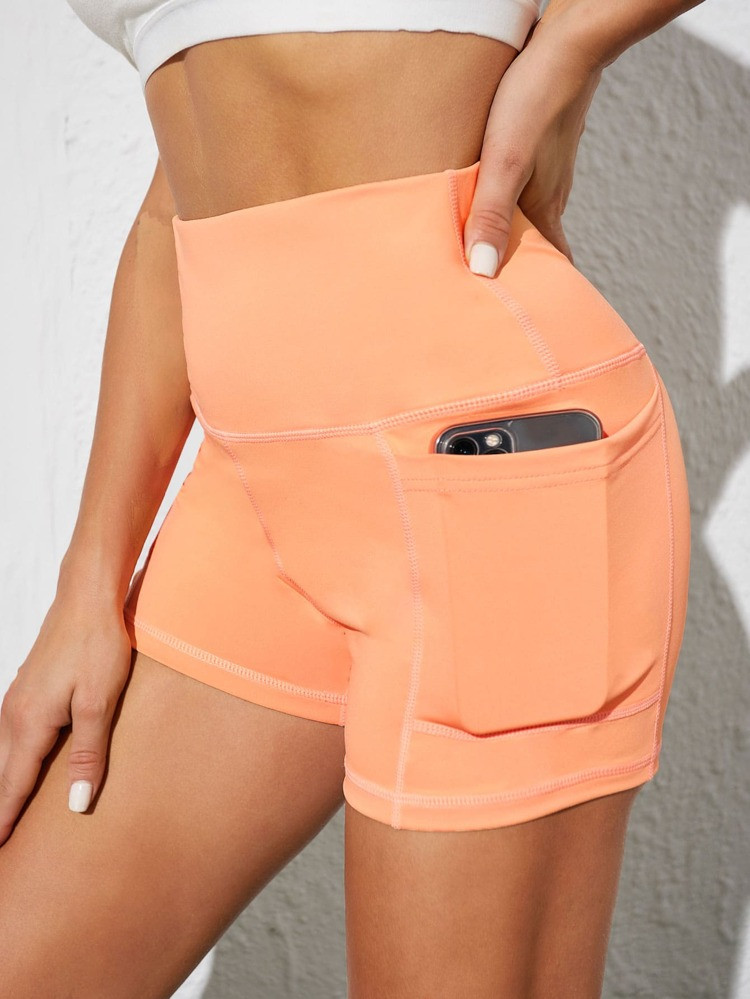 Wide Band Waist Sports Shorts With Phone Pocket | SHEIN