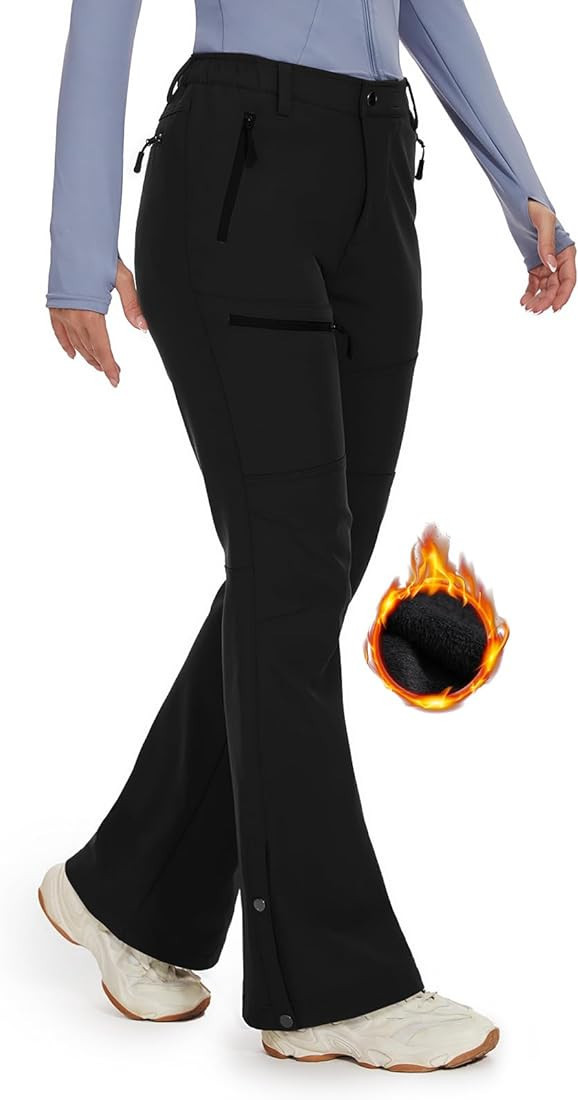 Cycorld Women's Snow Ski Pants Fleece Lined Waterproof Softshell Insulated Flare for Snowboarding... | Amazon (US)