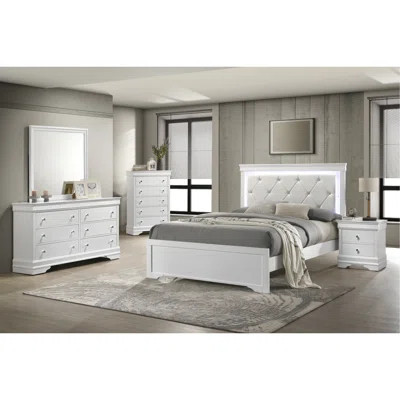 Upholstered Modern Style 5 Pc Queen Bedroom Set With LED Headboard Made With Wood | Wayfair North America