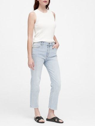 Petite High-Rise Straight-Fit Ankle Jean | Banana Republic US
