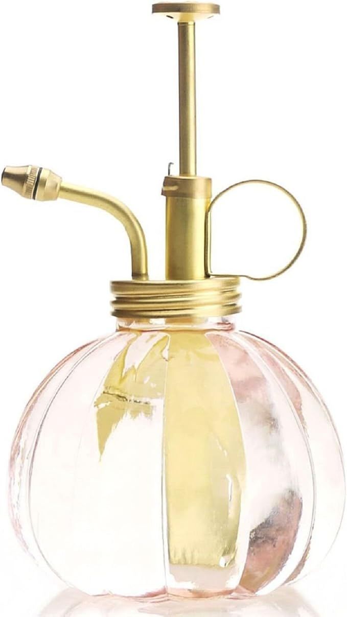 Purism Style Plant Mister- Pink Color Glass Bottle & Brass Sprayer (Matt Gold) | Amazon (US)