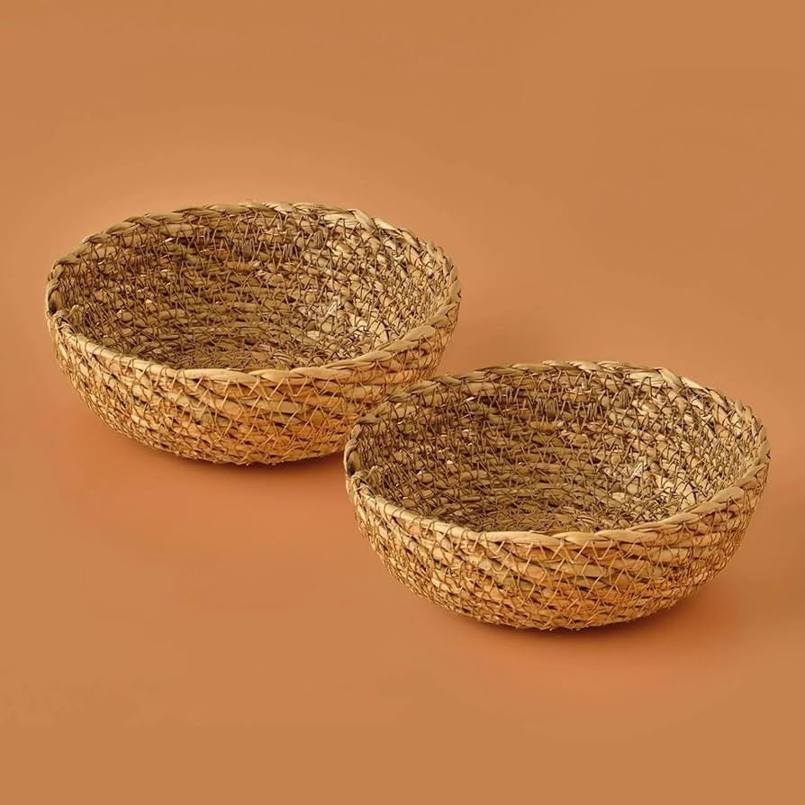 Handmade Woven Wicker Basket for Organizing, Naturel, 2-Pack | Amazon (US)