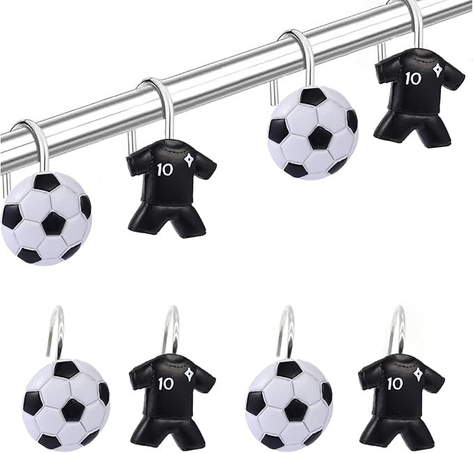 Soccer and Jersey Shower Hooks Set of 12 - No. 10 Jersey Soccer Themed Bathroom Decor, Stainless ... | Amazon (US)