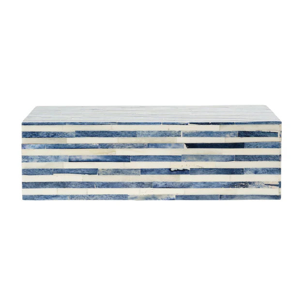 Chesapeake Stripe Bone Decorative Box | Cailini Coastal