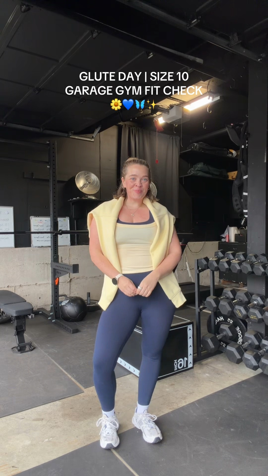 Size 10 Gym Day Spring Outfit 💙💛🌼👟 Size 10 | M\L | 5’4” Size up in the regular crew neck. It runs small. 

Wearing a size Large crew neck and leggings 🫶🏻

#LTKfitnessgoals #LTKootd #LTKActive