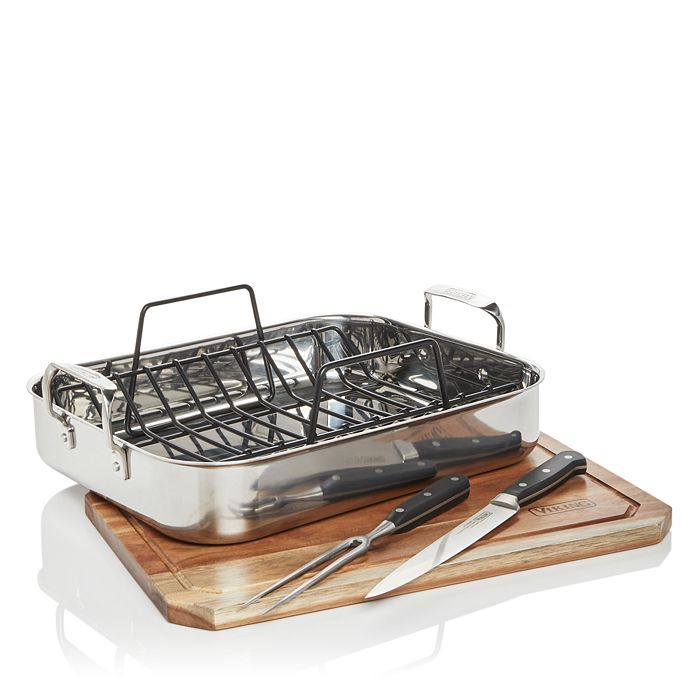 3-Ply Stainless Steel Roaster with Rack, 2-Piece Carving Set & Carving Board | Bloomingdale's (US)