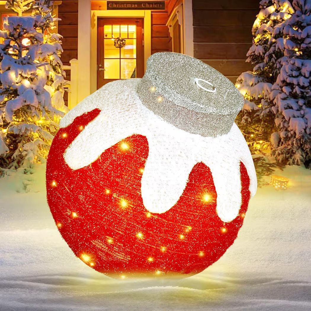 BRIGHTDECK Outdoor Christmas Ornaments, Lighted Pop-Up Outdoor Holiday Ball Decoration with 80 LE... | Amazon (US)